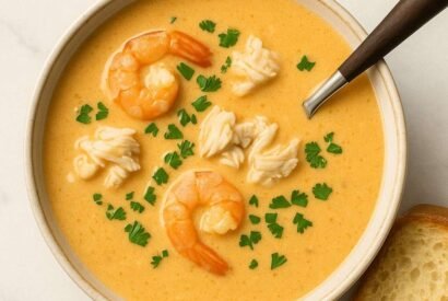 Thumbnail for The Creamiest Crab and Shrimp Seafood Bisque You’ll Ever Taste