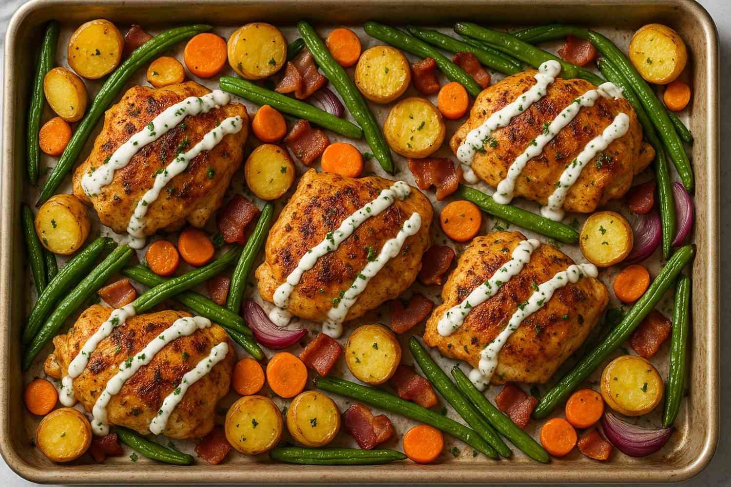 Crispy Chicken Bacon Ranch Sheet Pan Dinner