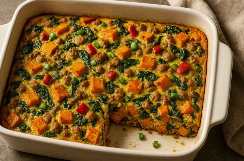 High Protein Sweet Potato Breakfast Casserole