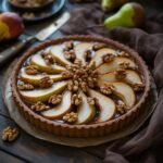 caramel-spiced pear and walnut tart
