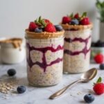 creamy vanilla berry protein overnight oats