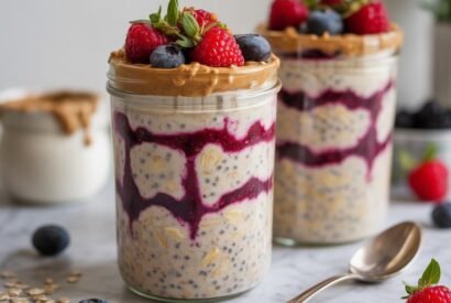 Thumbnail for Creamy Vanilla Berry Protein Overnight Oats