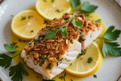 Thumbnail for High-Protein Crispy Lemon-Thyme Snapper with Almond Herb Crunch