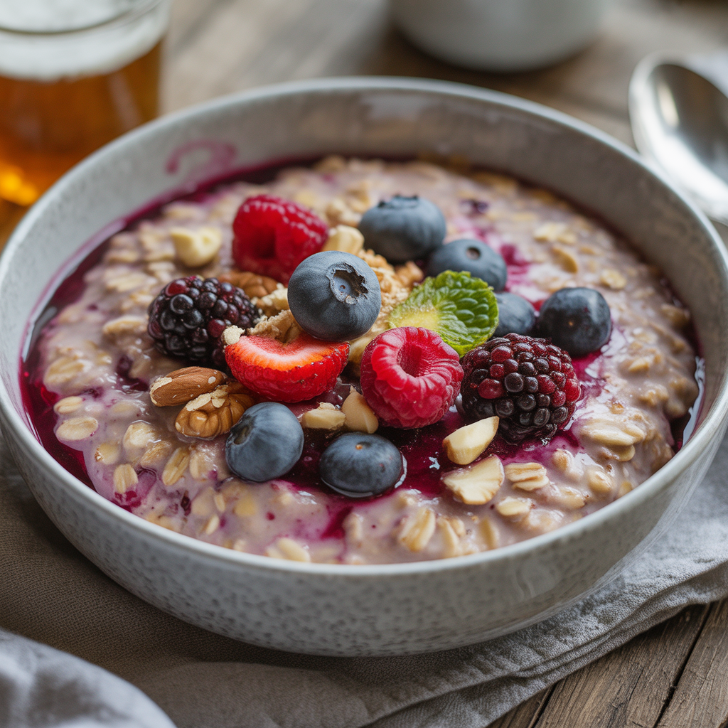 High-Protein Vanilla Berry Oatmeal Bowl