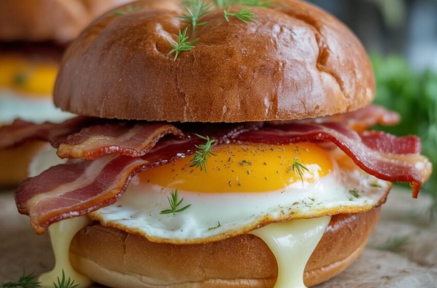 Crispy Herb Keto Egg & Bacon Breakfast Sandwich