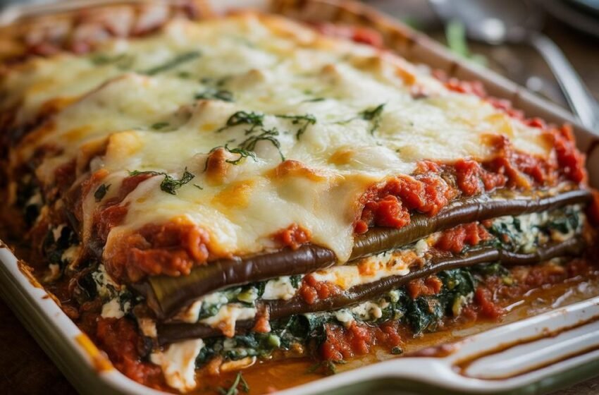 low-carb eggplant and spinach lasagna