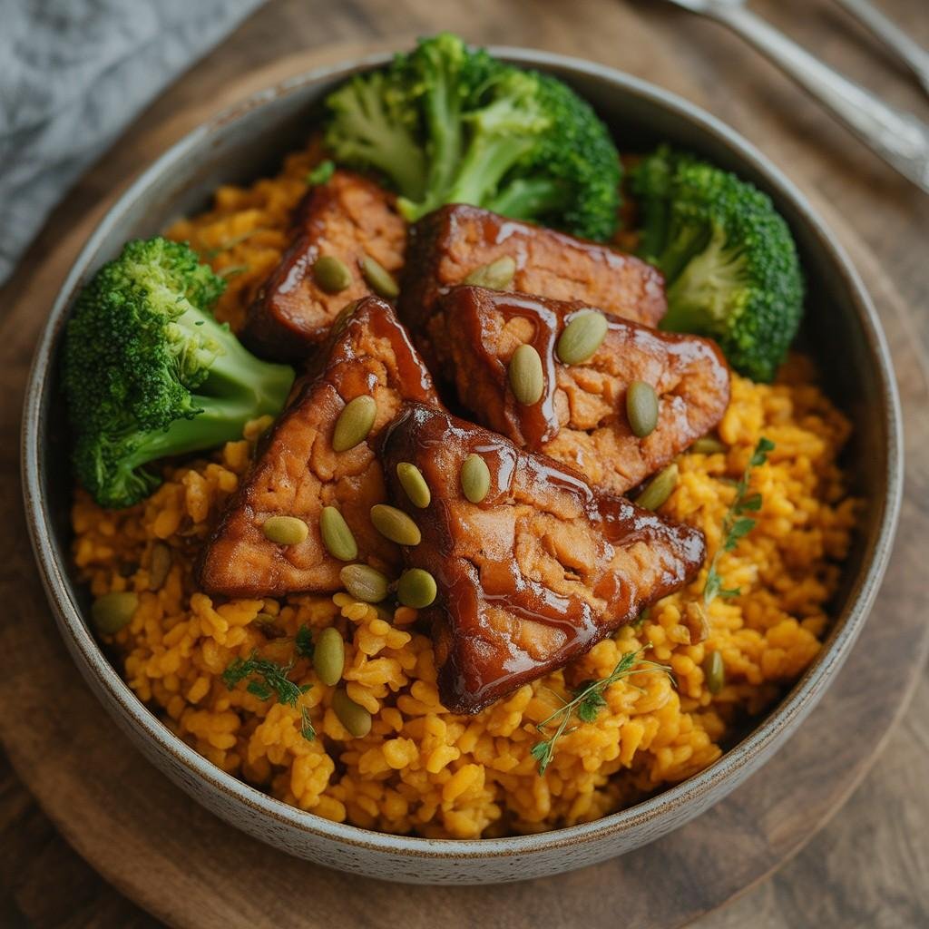 maple-balsamic glazed tempeh