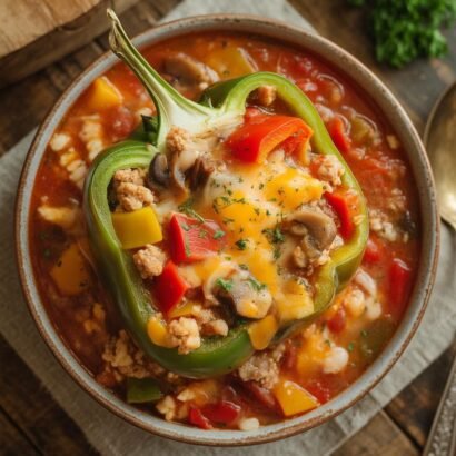 One-Pot Cheesy Turkey & Pepper Soup
