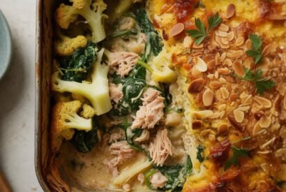 Thumbnail for Creamy Spinach & Tuna Bake with Cauliflower “Noodles”