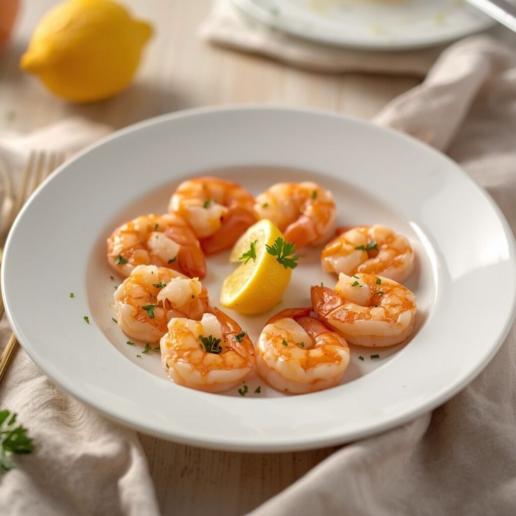 “Air fryer shrimp on a plate.”