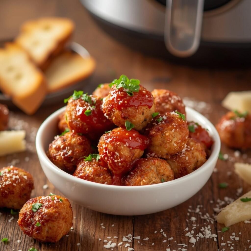 Air fryer turkey meatballs in a bowl