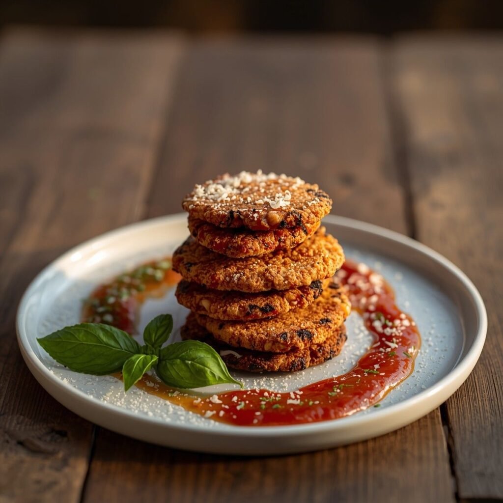 Crunchy chickpea Parmesan crisps on a plate