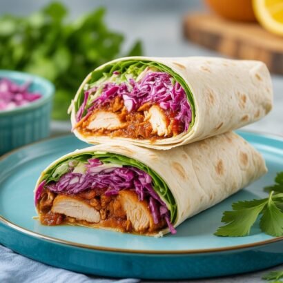 BBQ Chicken Coleslaw Wraps