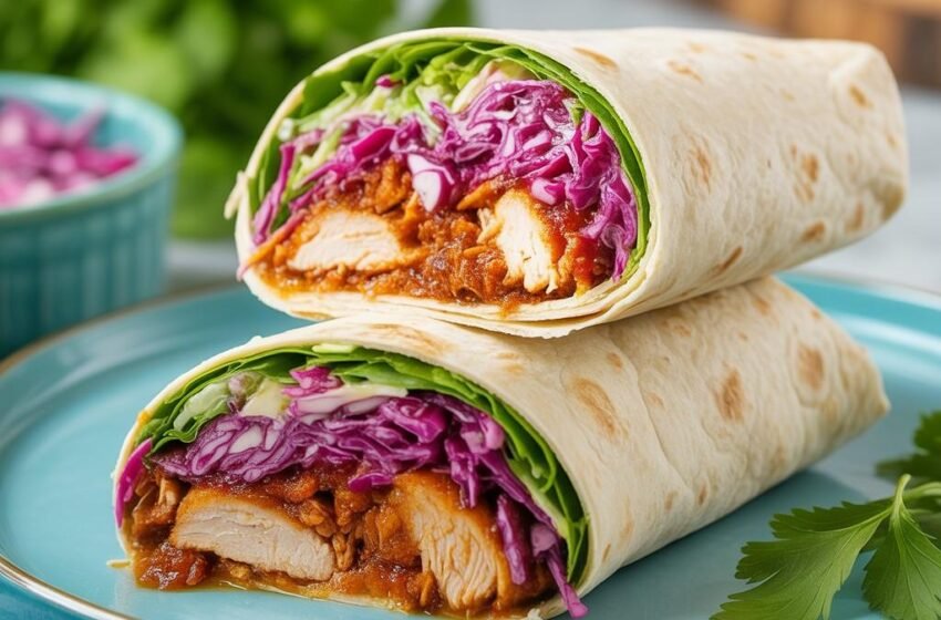 BBQ Chicken Coleslaw Wraps