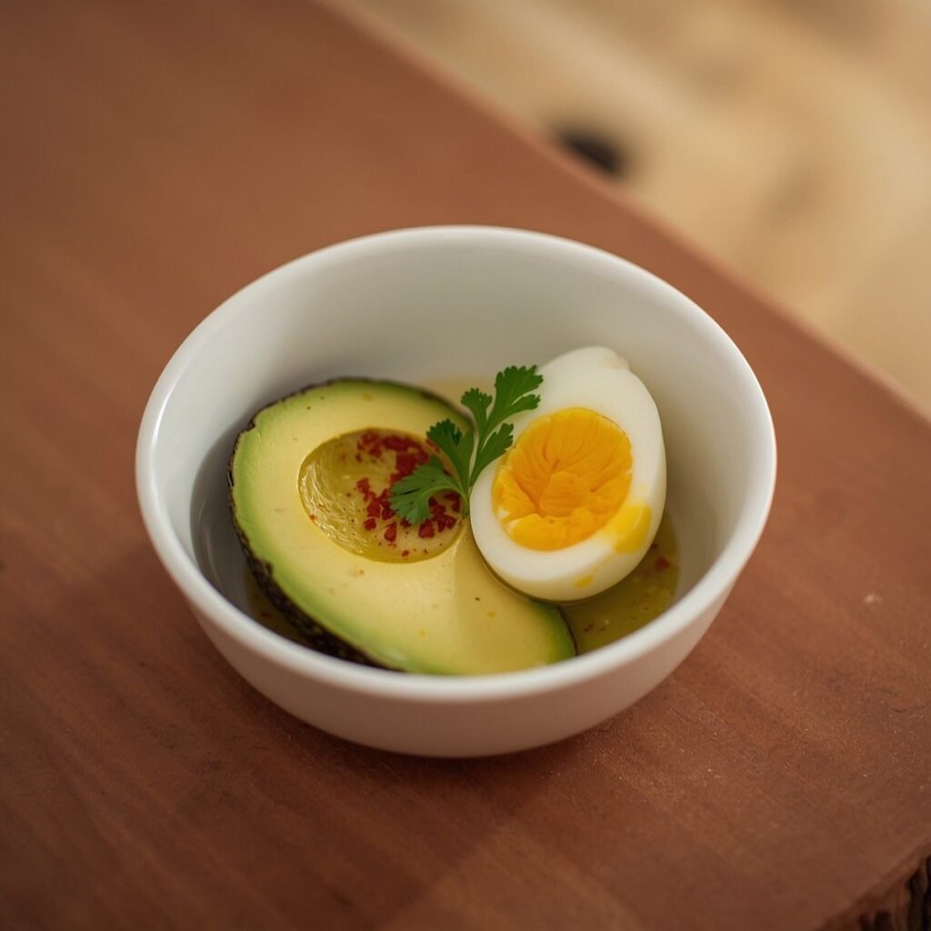 Hard-boiled egg and avocado bowl