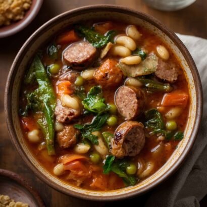 Hearty sausage and white bean soup