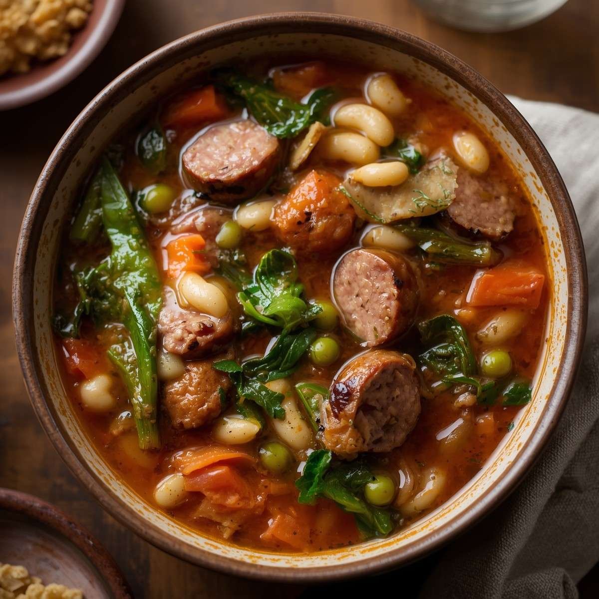 Hearty sausage and white bean soup