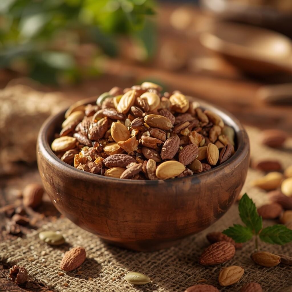 High-protein trail mix with assorted seeds and nuts