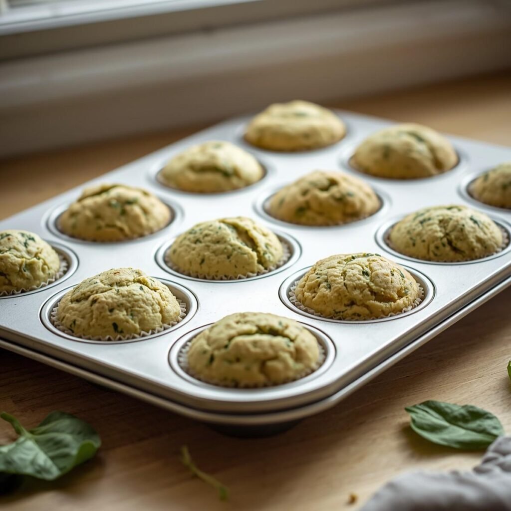 Spinach egg white muffins in a muffin tin