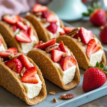 Strawberry Crunch Cheesecake Tacos