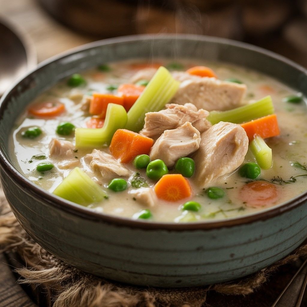 High-Protein Chicken Pot Pie Soup