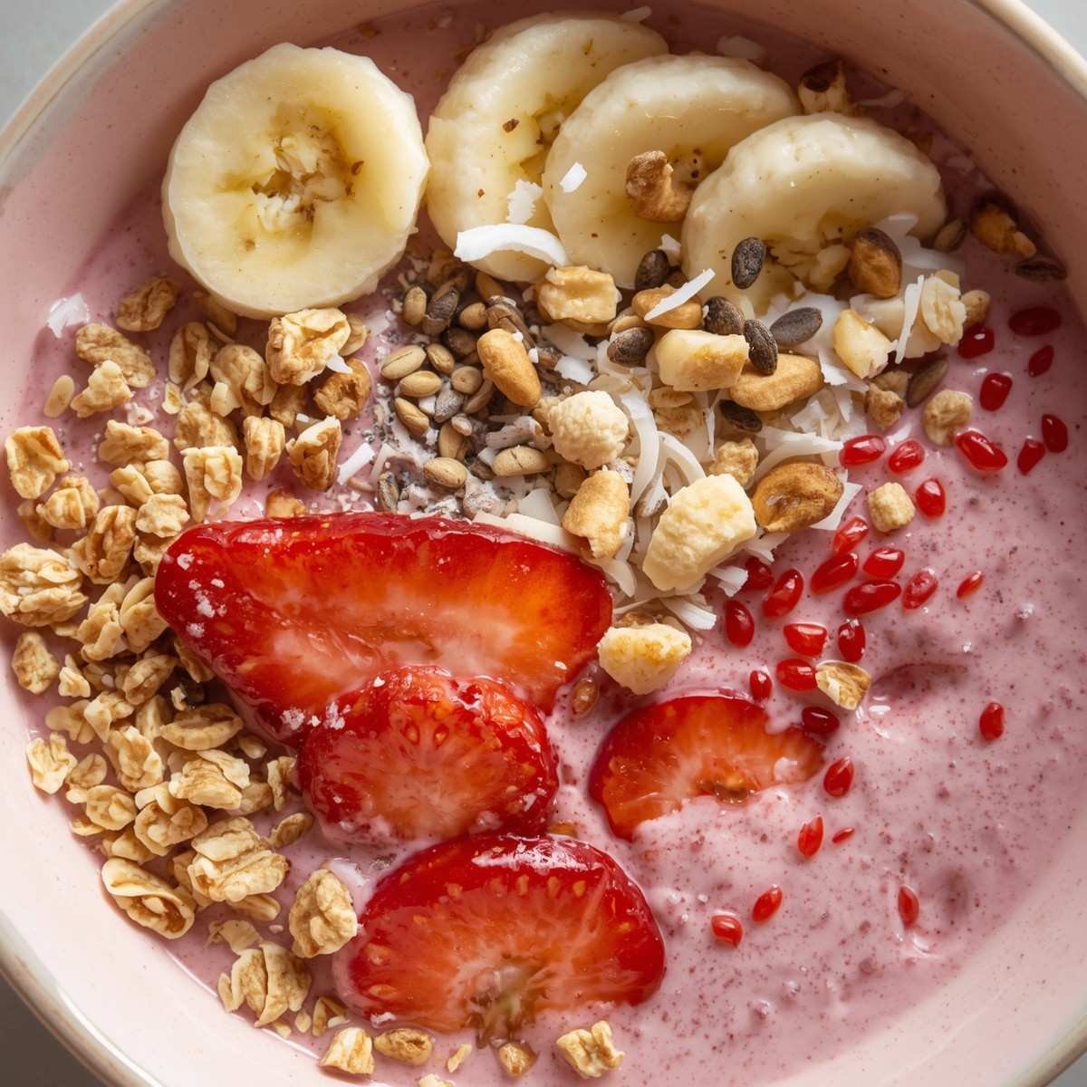 high-protein strawberry smoothie bowl