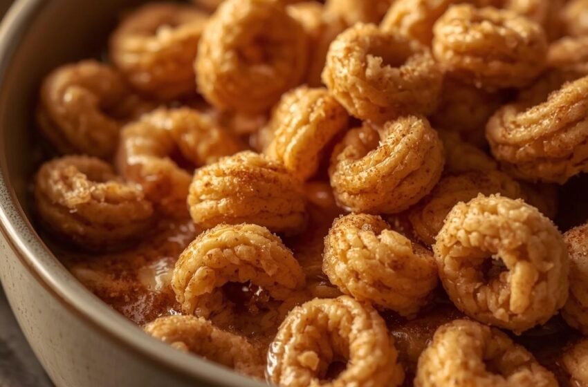 hot buttered Cheerios in a ceramic bowl
