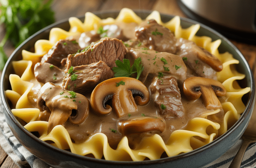 slow-cooker beef stroganoff