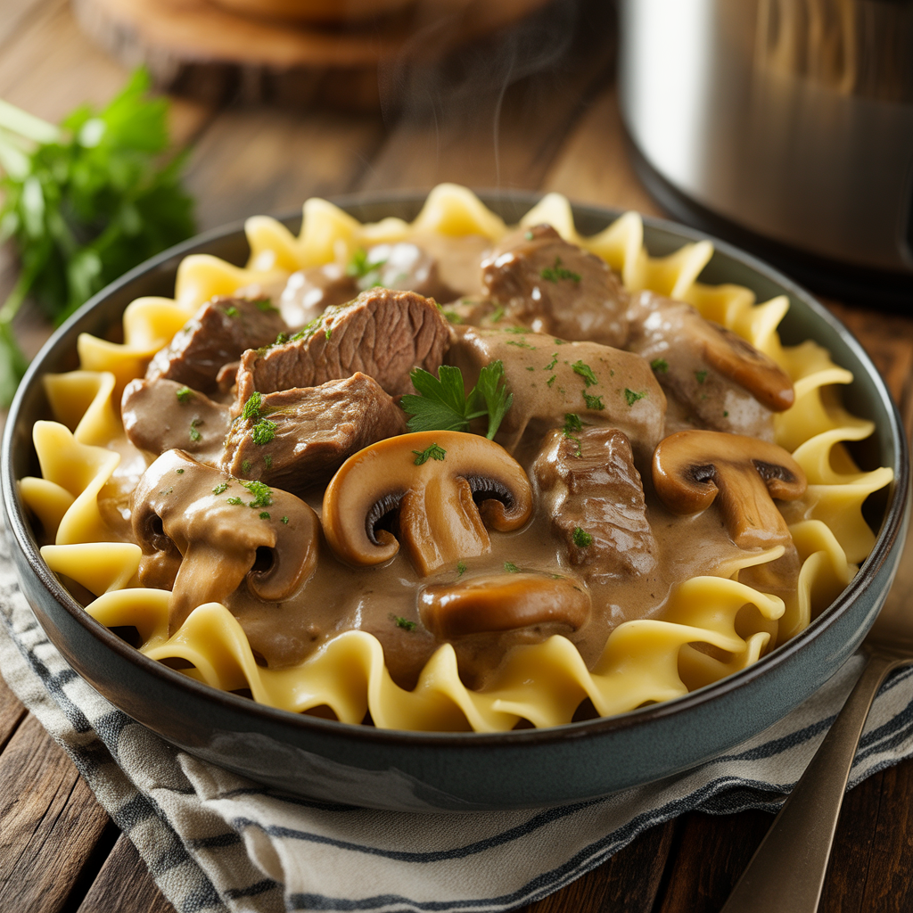 slow-cooker beef stroganoff