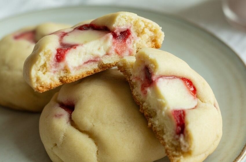 strawberry cheesecake stuffed cookies