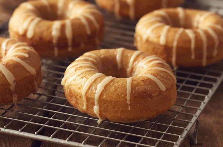Baked banana bread donuts