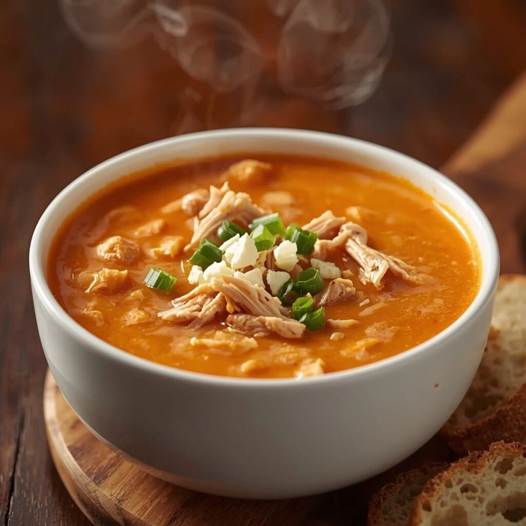 Buffalo chicken soup in a bowl