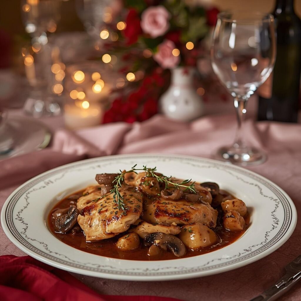 Chicken Marsala with mushrooms,