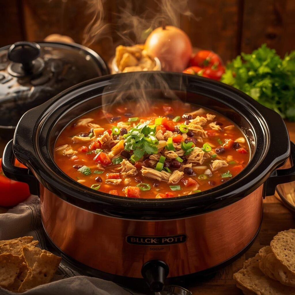 Chicken taco soup in slow cooker