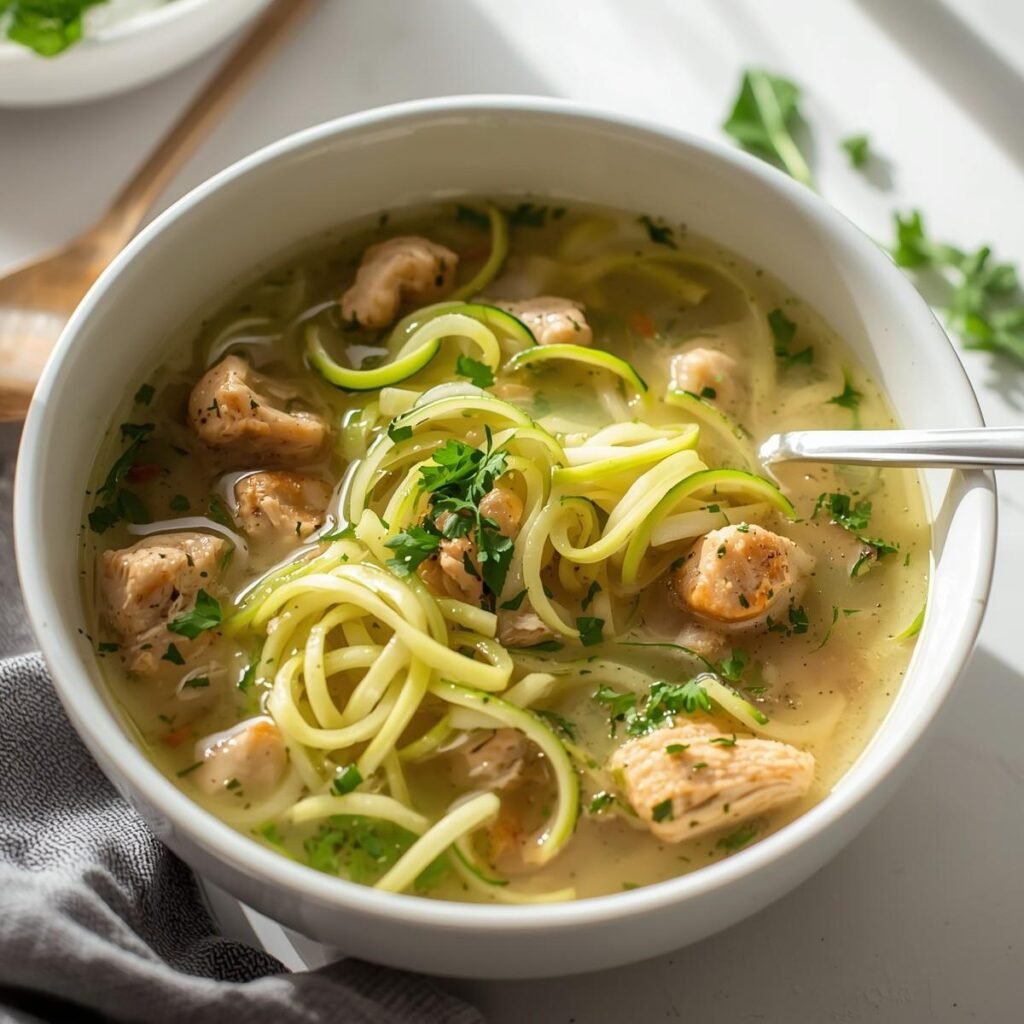 Chicken zucchini noodle soup
