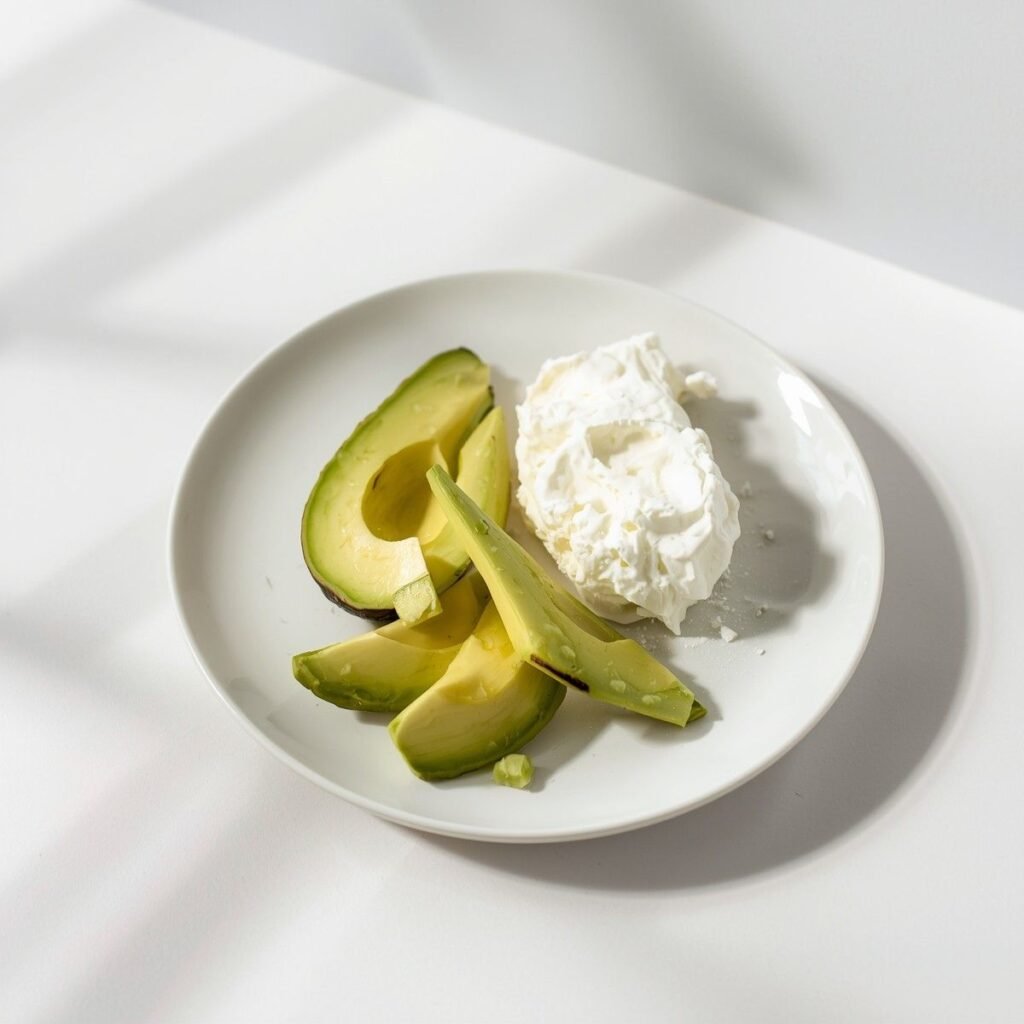 Cottage cheese avocado plate