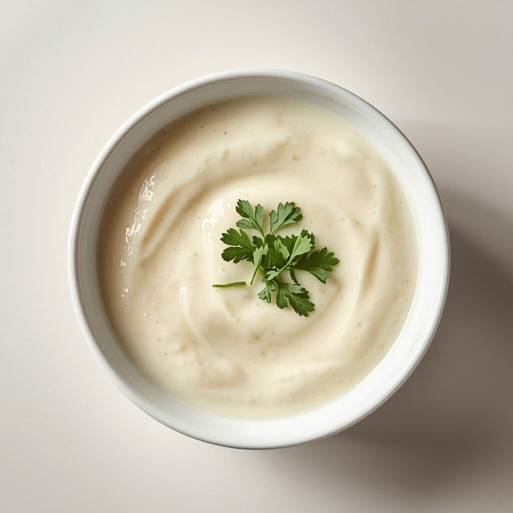 Creamy cauliflower soup in a bowl