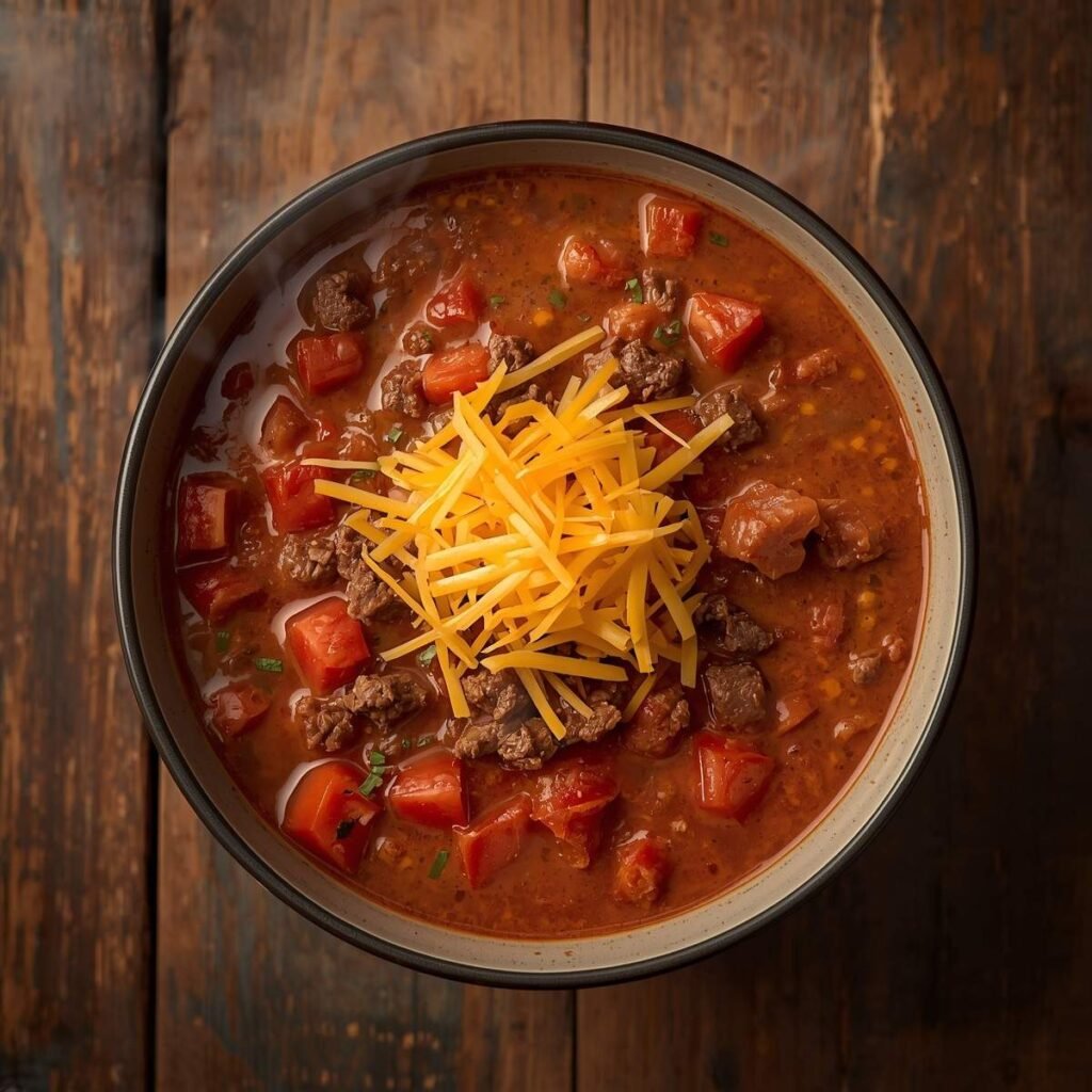 Creamy low carb taco soup with ground beef