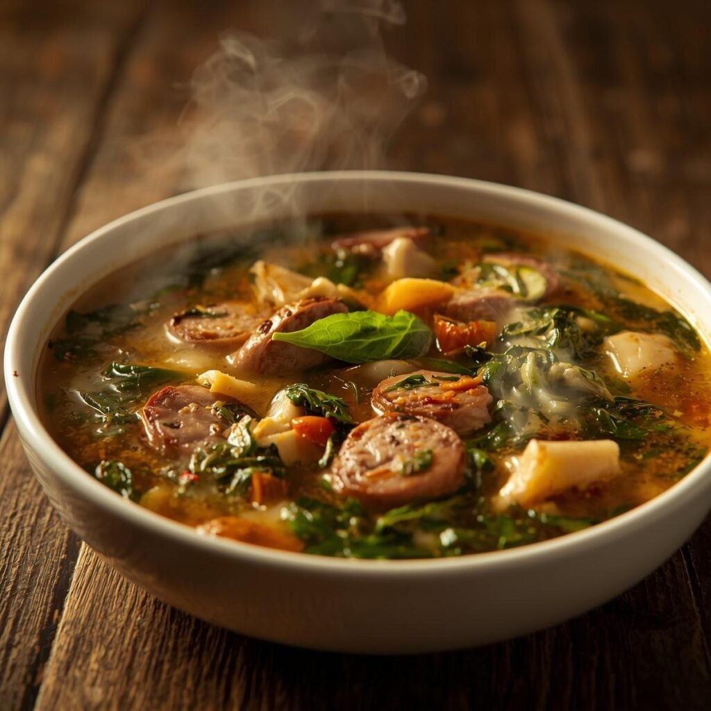 Creamy sausage spinach soup