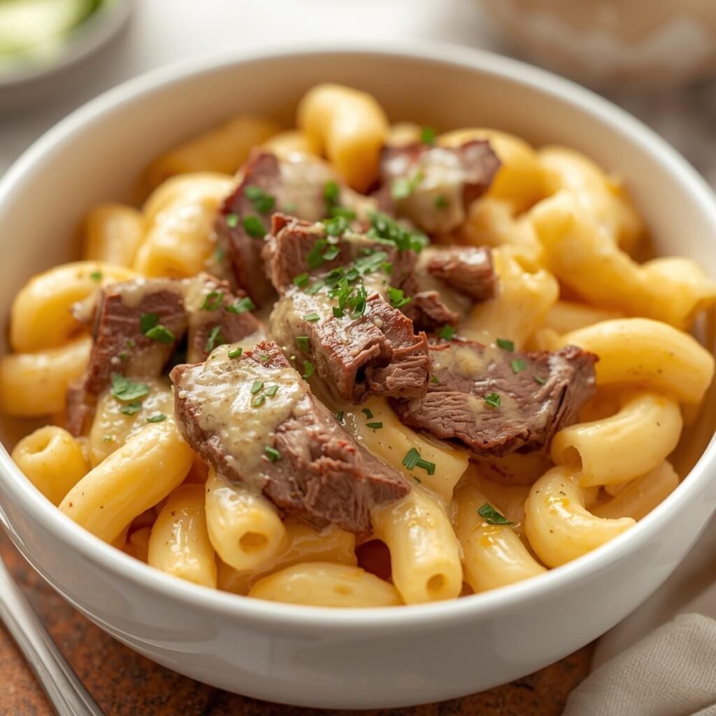 Creamy steak mac and cheese