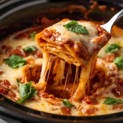 Easy Crockpot Ravioli Lasagna