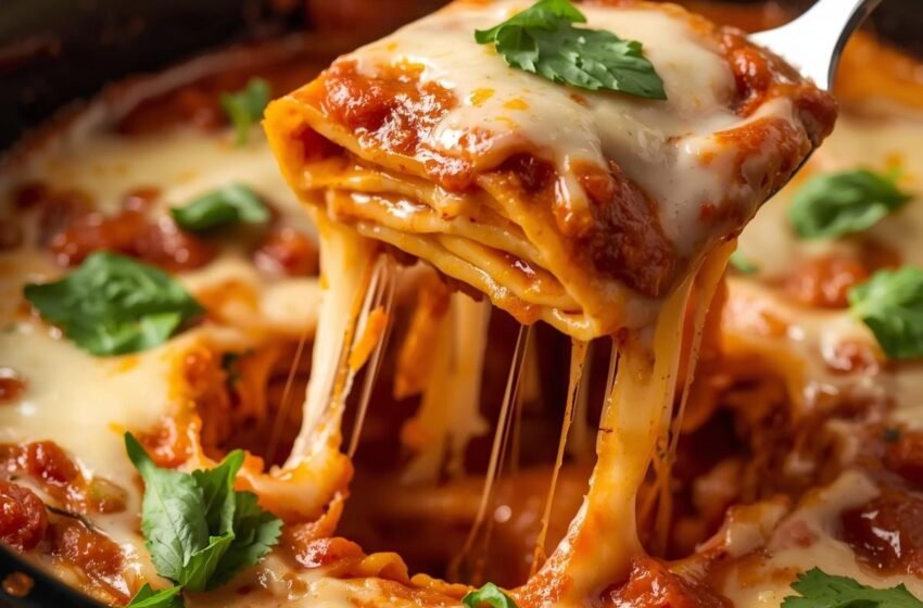 Easy Crockpot Ravioli Lasagna