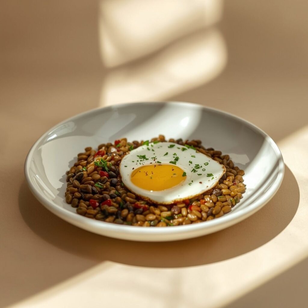 Egg lentil breakfast bowl