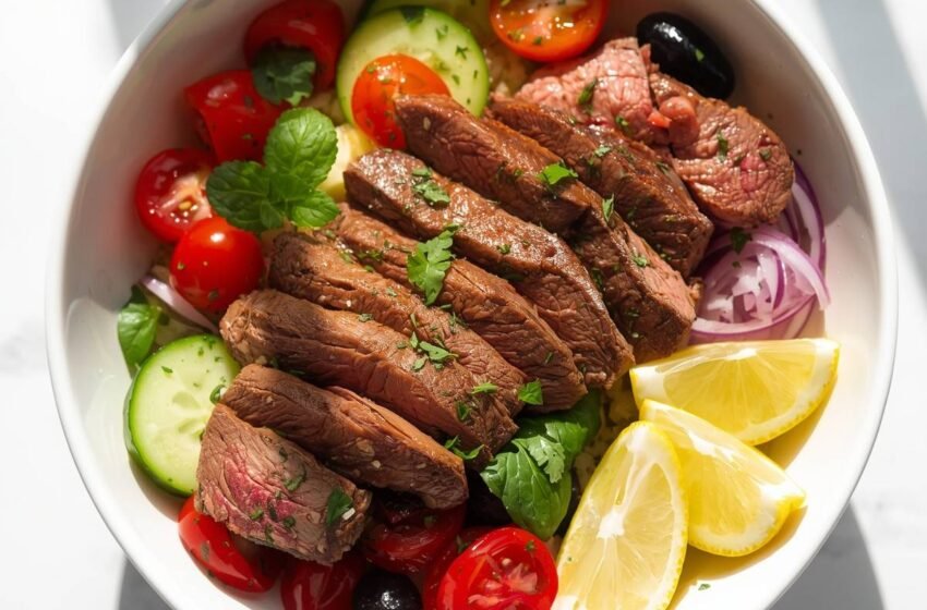 Fresh Mediterranean Steak Skillet Bowl