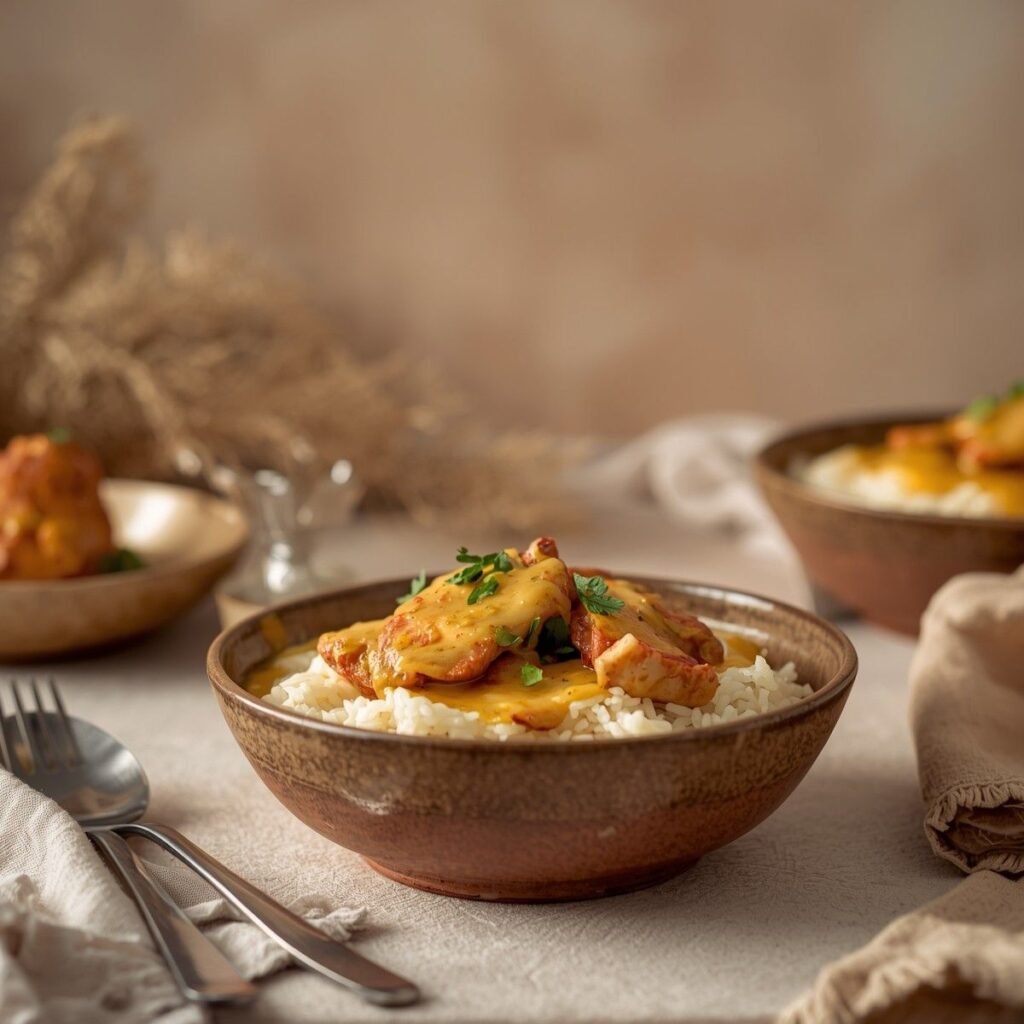 Garlic butter chicken rice bowl