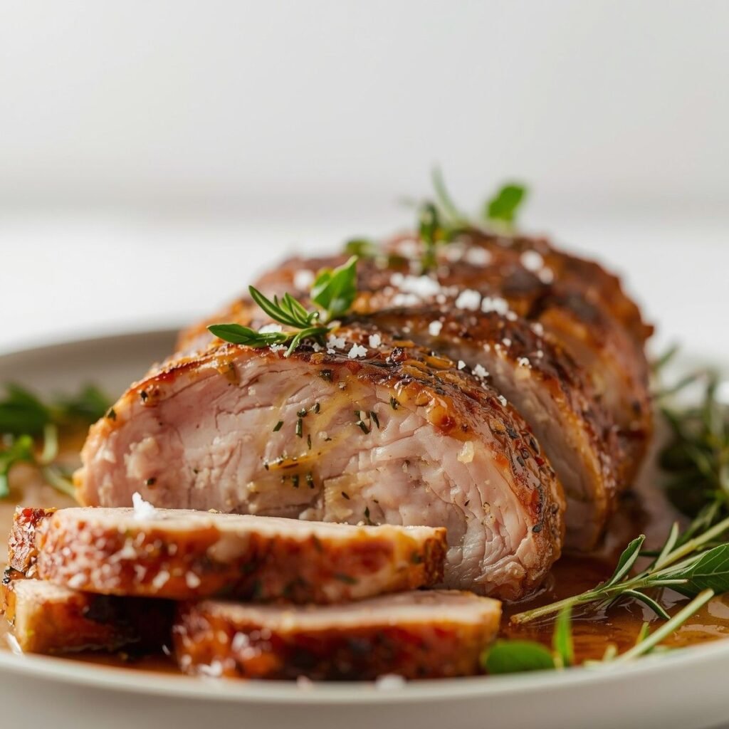Garlic herb pork loin in slow cooker