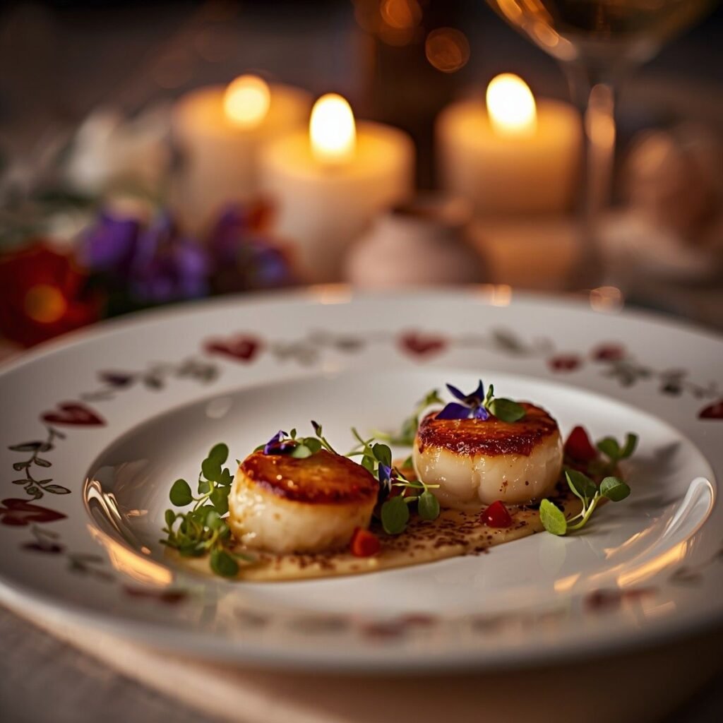 Golden seared scallops
