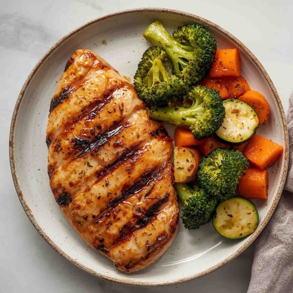 Grilled chicken breast with grill marks