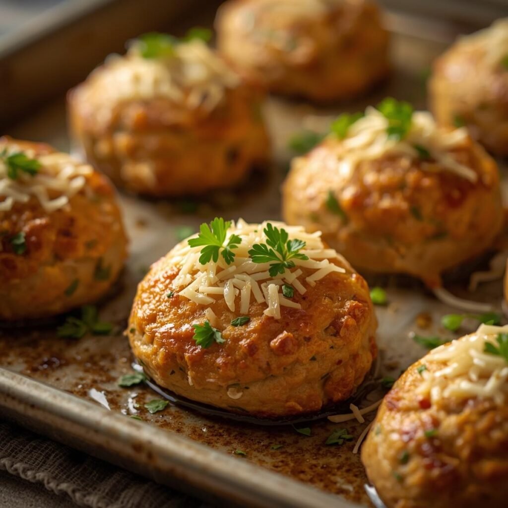 High Protein Garlic Parmesan Chicken Meatloaf Bites