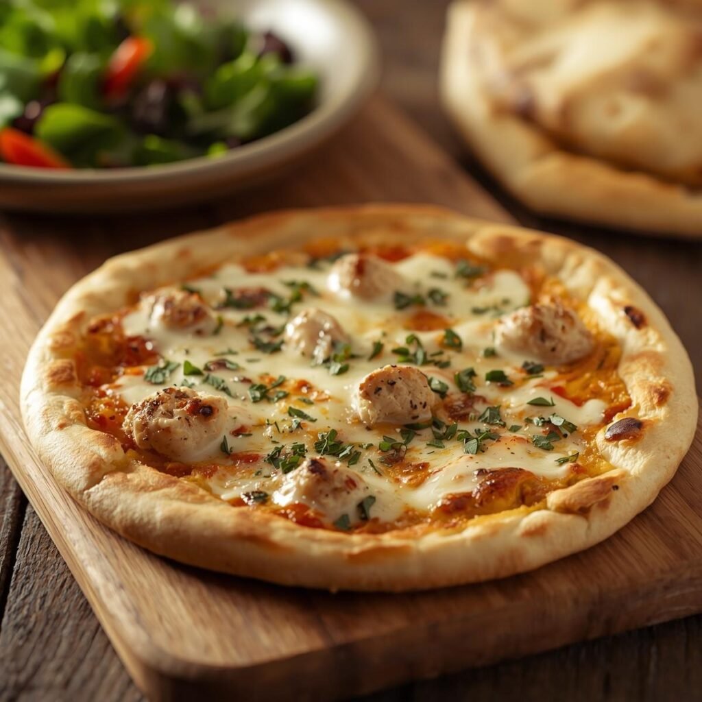 High-protein chicken flatbread